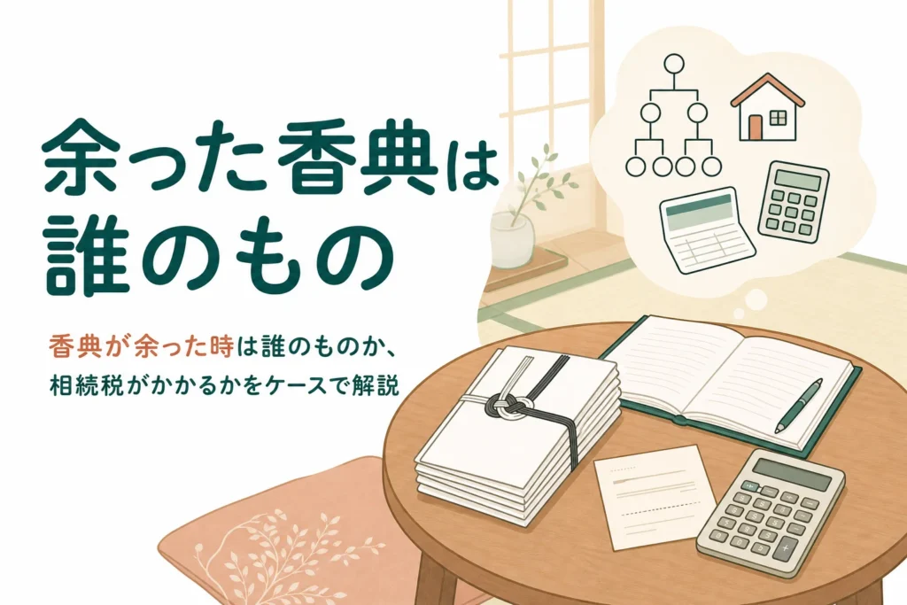 余った香典が誰のものか、相続税の扱いを解説する記事のアイキャッチ