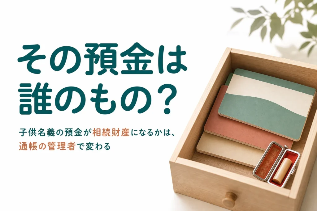 親が子ども名義で貯めていた預金が相続財産になるかの判定を解説する記事のアイキャッチ