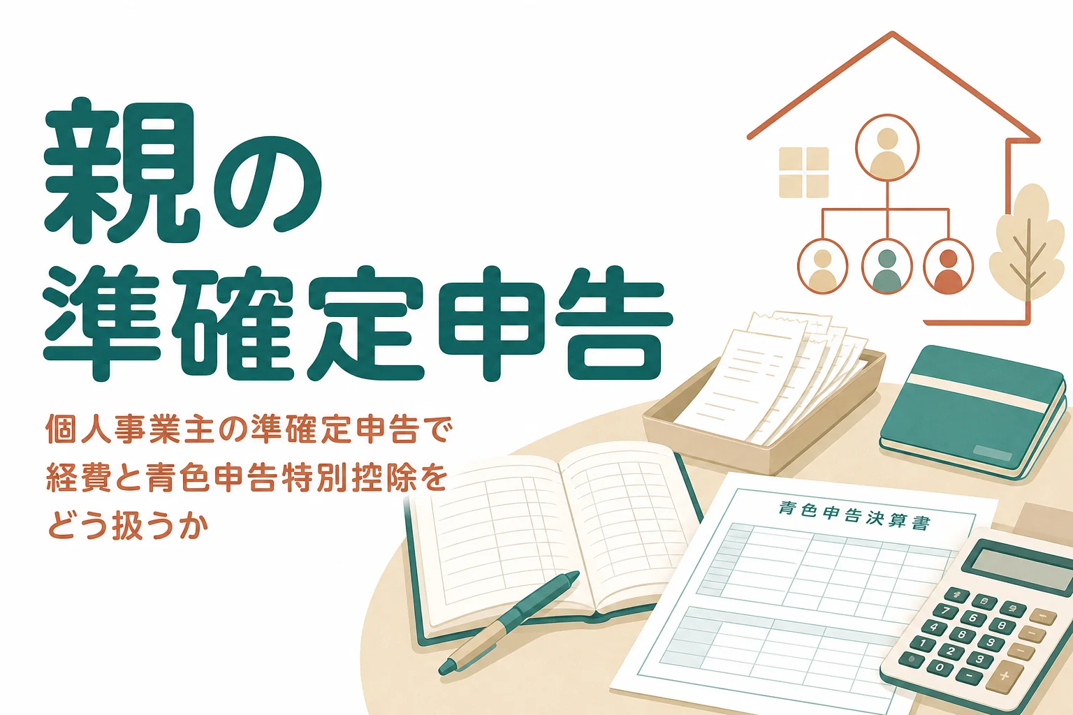 個人事業主の親が亡くなった年の準確定申告で、経費と青色申告特別控除の扱いを解説する記事のアイキャッチ