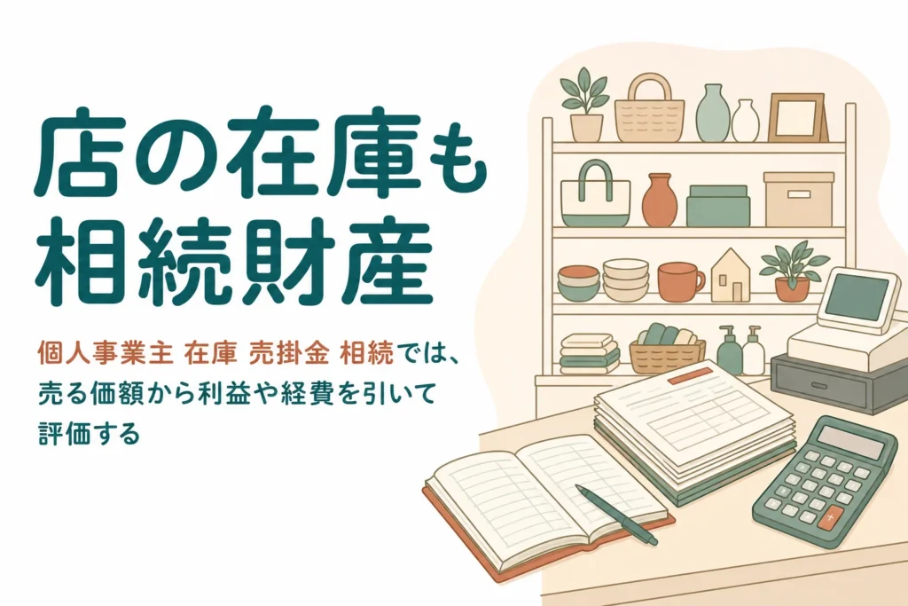 個人事業主が亡くなった時の在庫や売掛金を相続財産としてどう評価するかを解説する記事のアイキャッチ