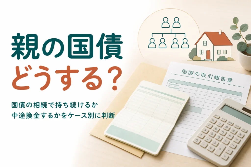 相続した個人向け国債を持ち続けるか中途換金するかをケース別に解説する記事のアイキャッチ