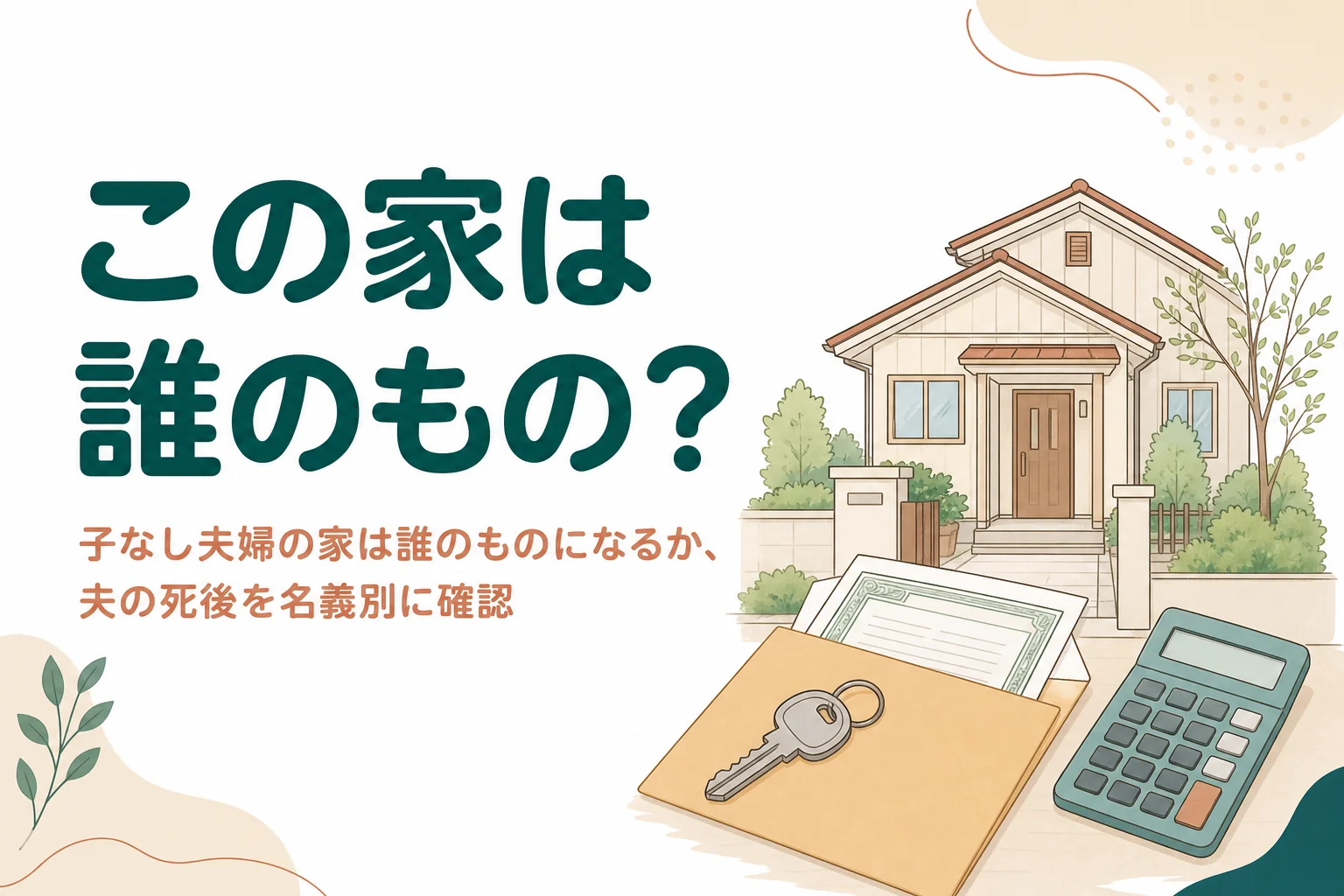 子なし夫婦の家が夫の死後に誰のものになるかを名義別に確認する記事のアイキャッチ