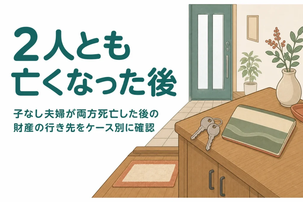 子なし夫婦が2人とも亡くなった後に財産がどこへ行くかをケース別に確認する記事のアイキャッチ