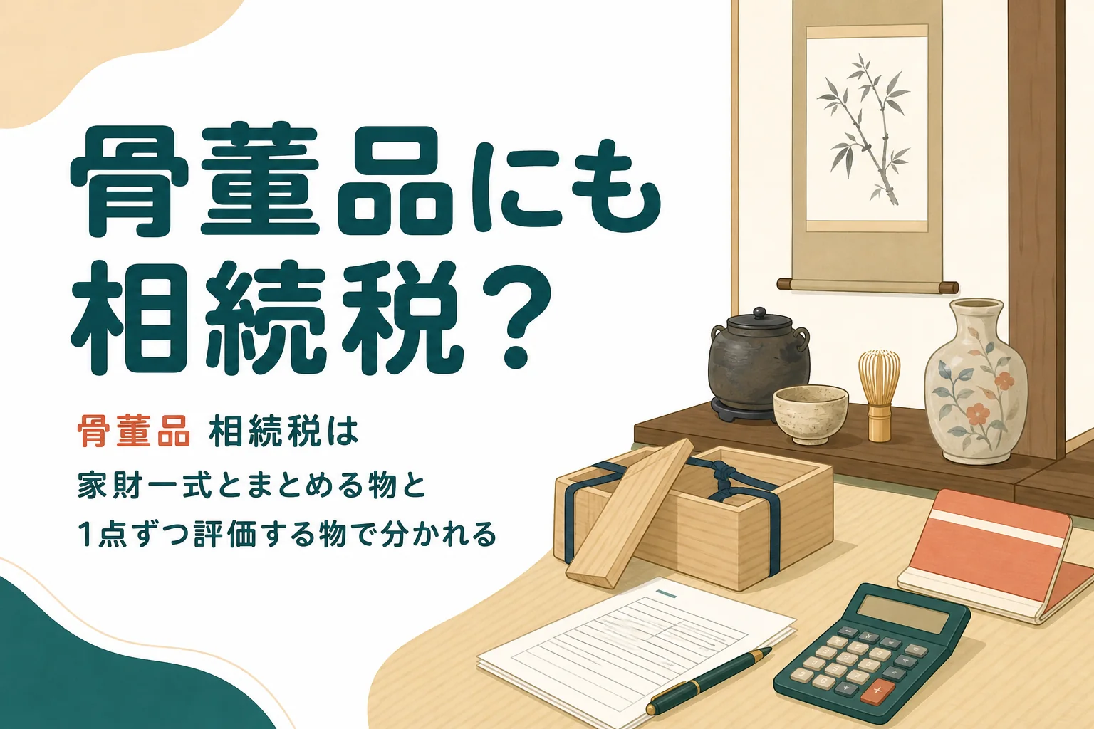 骨董品と家財道具を相続した時の相続税評価をケース別に解説する記事のアイキャッチ