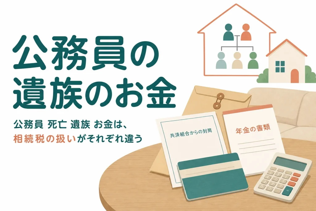 公務員の夫が亡くなった時に遺族が受け取るお金と相続の手続きを解説する記事のアイキャッチ