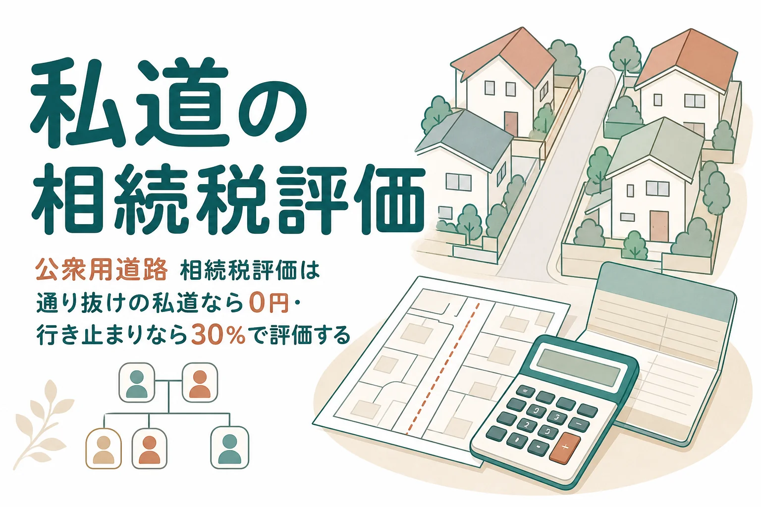 公衆用道路やセットバックがある土地の相続税評価を形状別に比べる記事のアイキャッチ