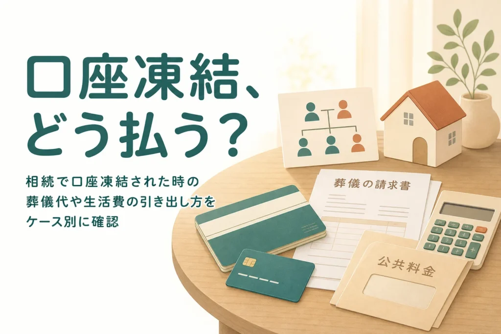相続で口座凍結された時の葬儀代や生活費の引き出し方をケース別に確認する記事のアイキャッチ