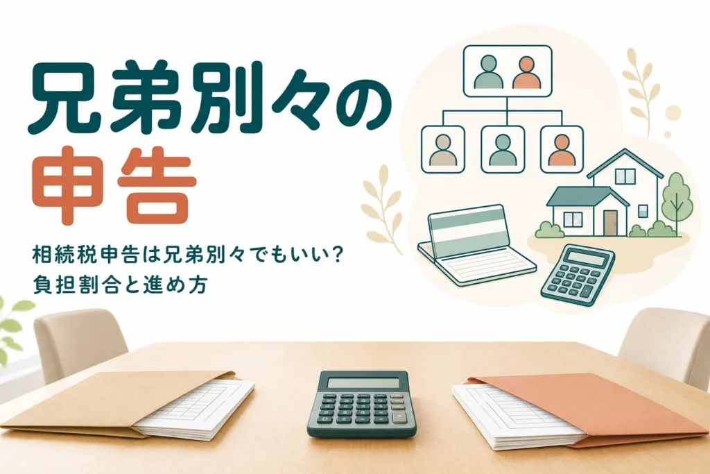 仲が悪い兄弟が相続税申告を別々に出すケースの進め方と負担割合を解説する記事のアイキャッチ