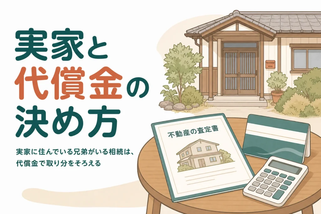 実家に住んでいる兄弟がいる場合の実家の分け方と代償金の決め方を解説する記事のアイキャッチ