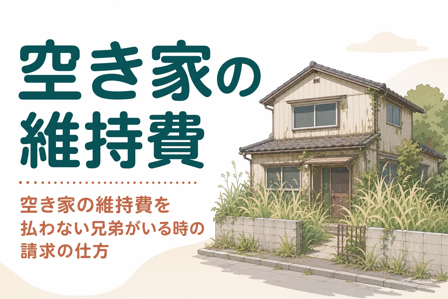 空き家の維持費を払わない兄弟がいる時の請求の仕方を解説する記事のアイキャッチ