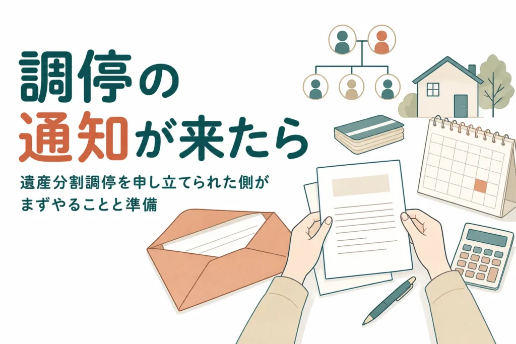 遺産分割調停を申し立てられた側がまずやることと準備を解説する記事のアイキャッチ