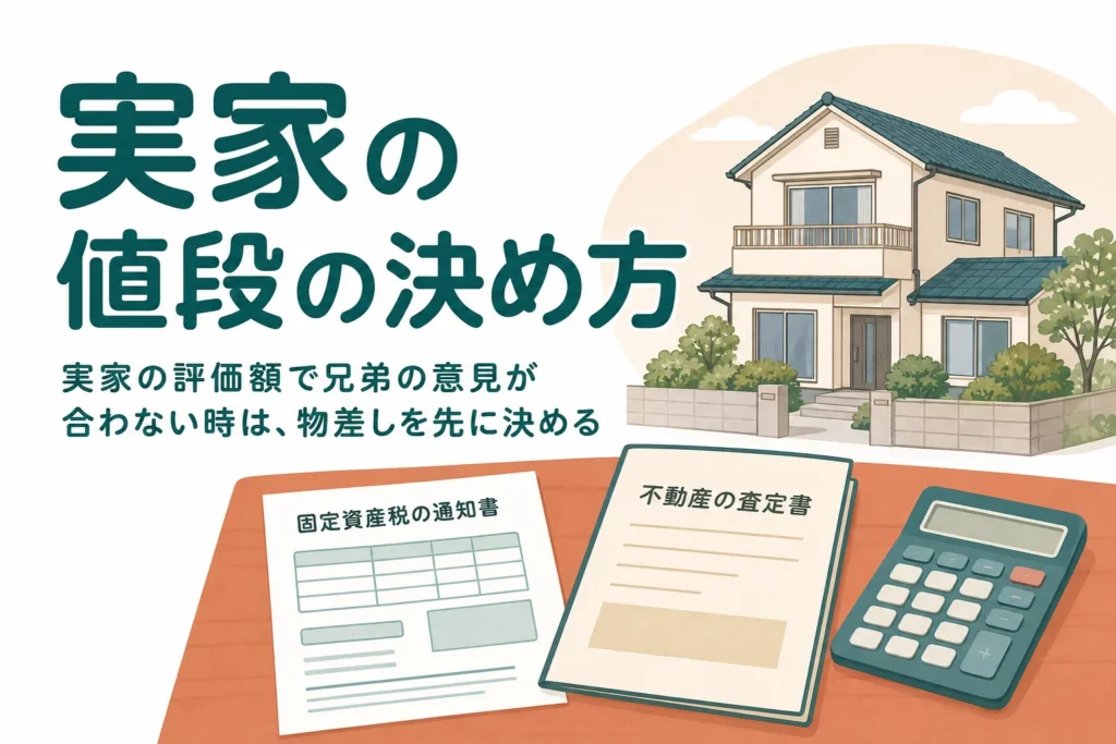 実家の評価額で兄弟の意見が合わない時の4つの決め方を解説する記事のアイキャッチ