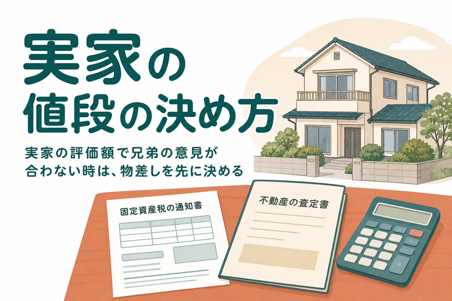 実家の評価額で兄弟の意見が合わない時の4つの決め方を解説する記事のアイキャッチ