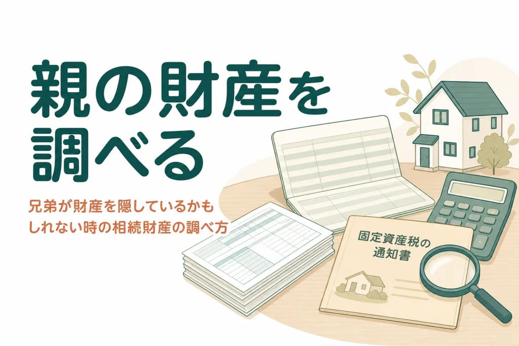 兄弟が親の財産を隠しているかもしれない時の調べ方を解説する記事のアイキャッチ