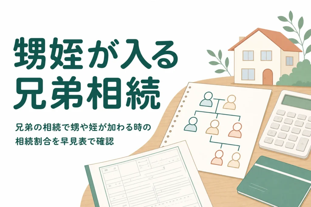 兄弟の相続で甥や姪が加わる時の相続割合を早見表で確かめる記事のアイキャッチ