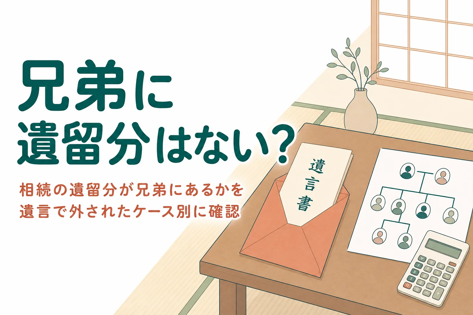 相続の遺留分が兄弟にあるかを、遺言で兄弟が外されたケース別に確認する記事のアイキャッチ