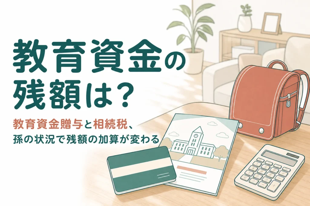教育資金贈与の残額が相続税に加算されるかを孫のケース別に判定する記事のアイキャッチ