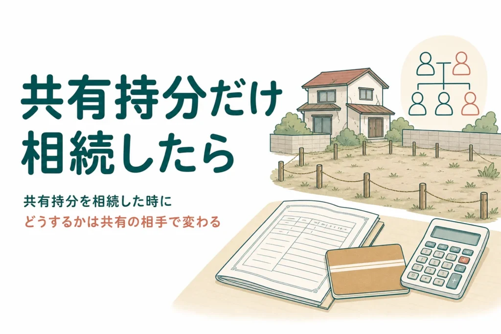 親が持っていた不動産の共有持分だけを相続した時の選択肢をケース別に解説する記事のアイキャッチ
