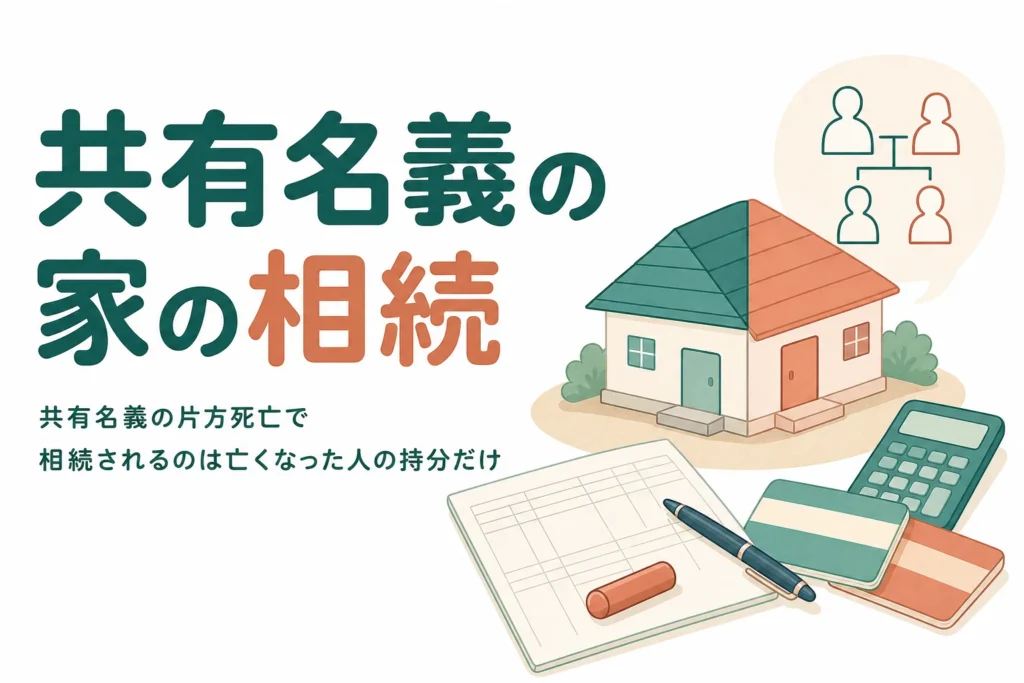 共有名義の家で片方が亡くなった時の相続を夫婦共有・親子共有のケース別に確認する記事のアイキャッチ