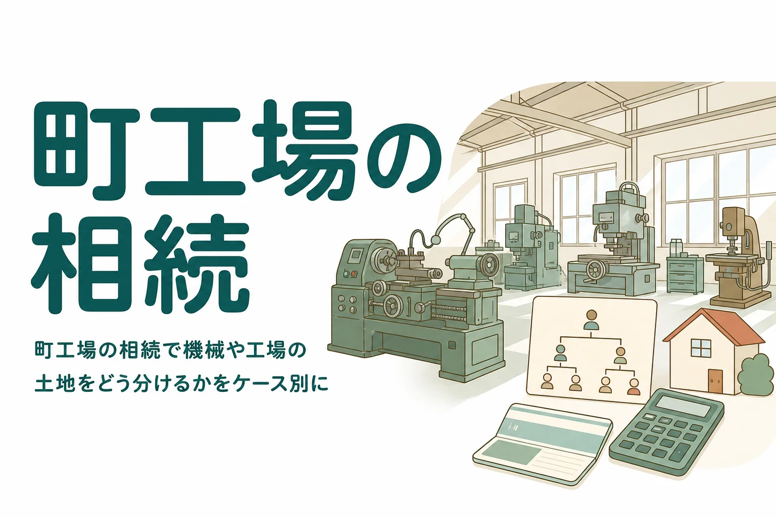 町工場を営んでいた親の相続で機械や工場の土地の分け方を解説する記事のアイキャッチ