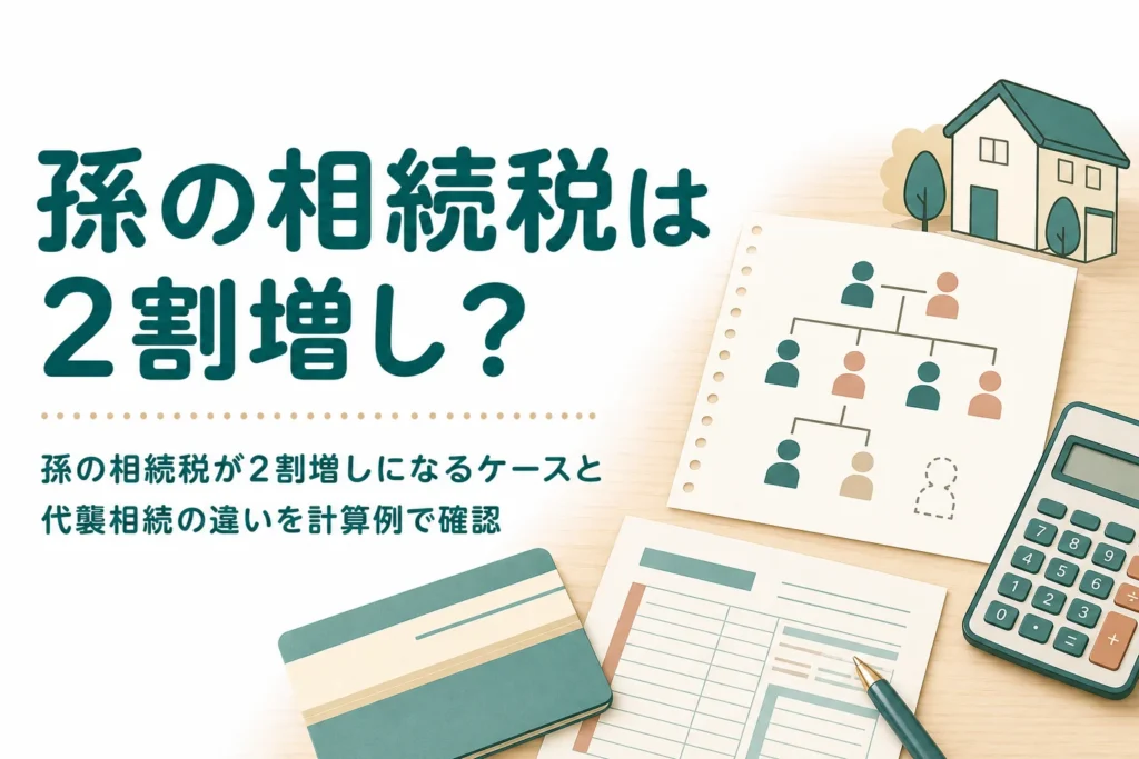 孫の相続税が2割増しになるかを代襲相続と比べて計算する記事のアイキャッチ