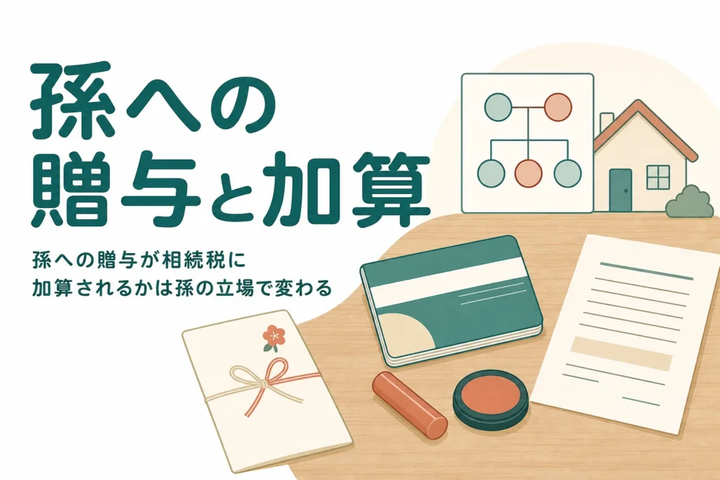 孫への贈与が相続税に加算されるかを孫の立場別に判定する記事のアイキャッチ
