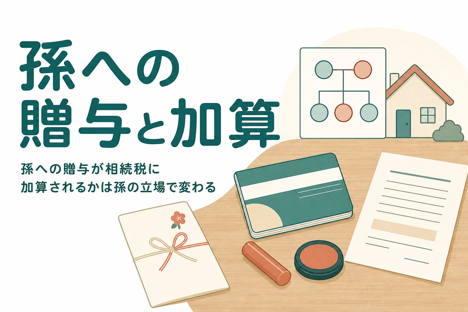 孫への贈与が相続税に加算されるかを孫の立場別に判定する記事のアイキャッチ