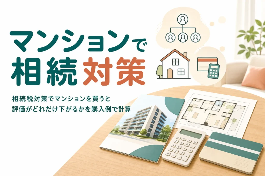相続税対策でマンションを買った時の評価の下がり方を購入例で計算する記事のアイキャッチ