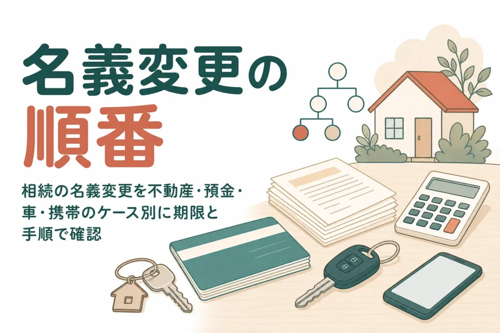 相続の名義変更を財産ごとの期限と順番で確認する記事のアイキャッチ