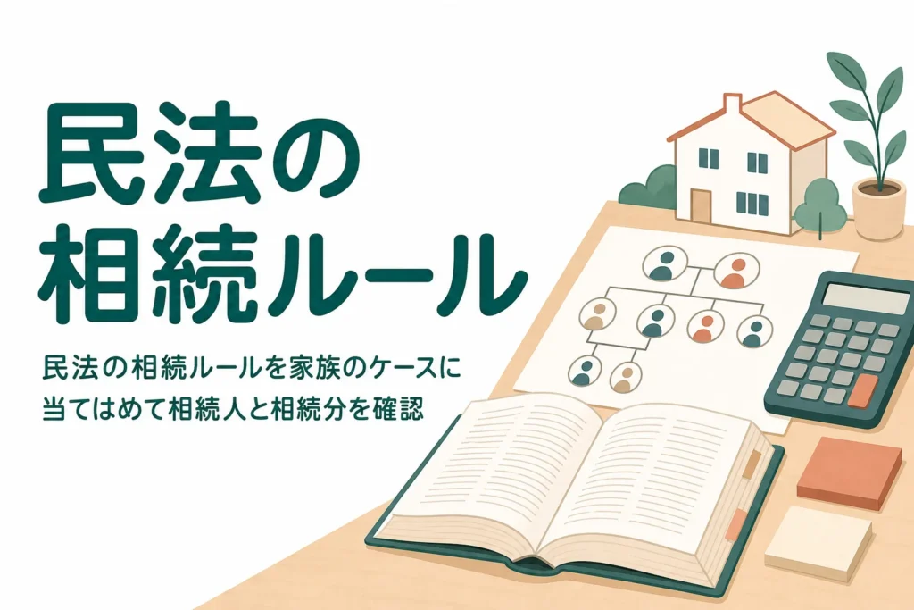 民法の相続ルールを家族のケースに当てはめて確認する記事のアイキャッチ