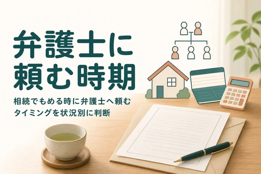 相続でもめた時に弁護士へ頼むタイミングをもめ方の状況別に解説する記事のアイキャッチ