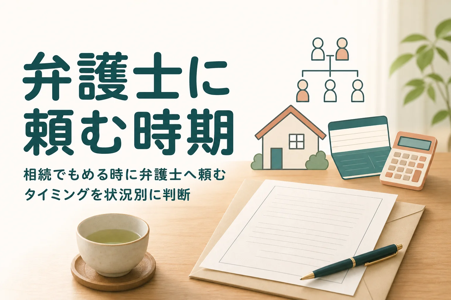 相続でもめた時に弁護士へ頼むタイミングをもめ方の状況別に解説する記事のアイキャッチ
