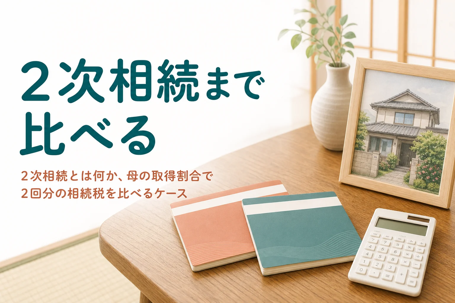 父から母、母から子へ続く2次相続の相続税を分け方ごとに比べる記事のアイキャッチ