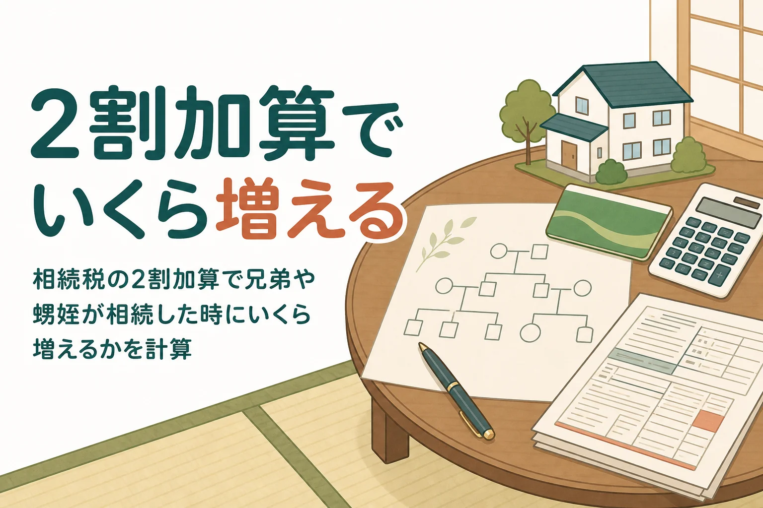 相続税の2割加算で兄弟や甥姪が相続した時の増額を計算する記事のアイキャッチ
