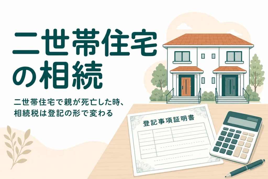 二世帯住宅に住む親が亡くなった時の相続と税金を登記の形別に比べる記事のアイキャッチ
