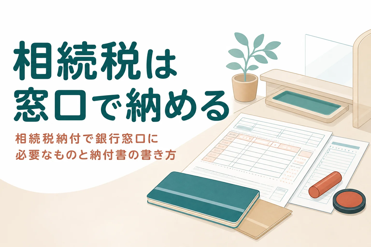 相続税を銀行窓口で納める時の持ち物と納付書の書き方を解説する記事のアイキャッチ