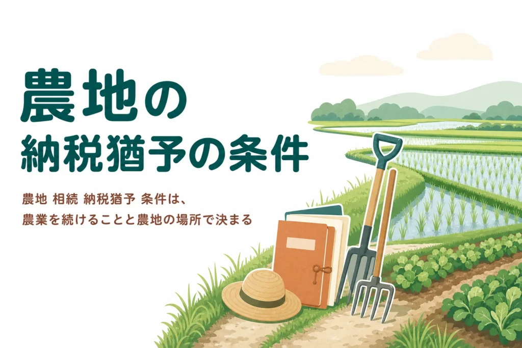 農地を相続して農業を続ける時に使える相続税の納税猶予の条件を解説する記事のアイキャッチ