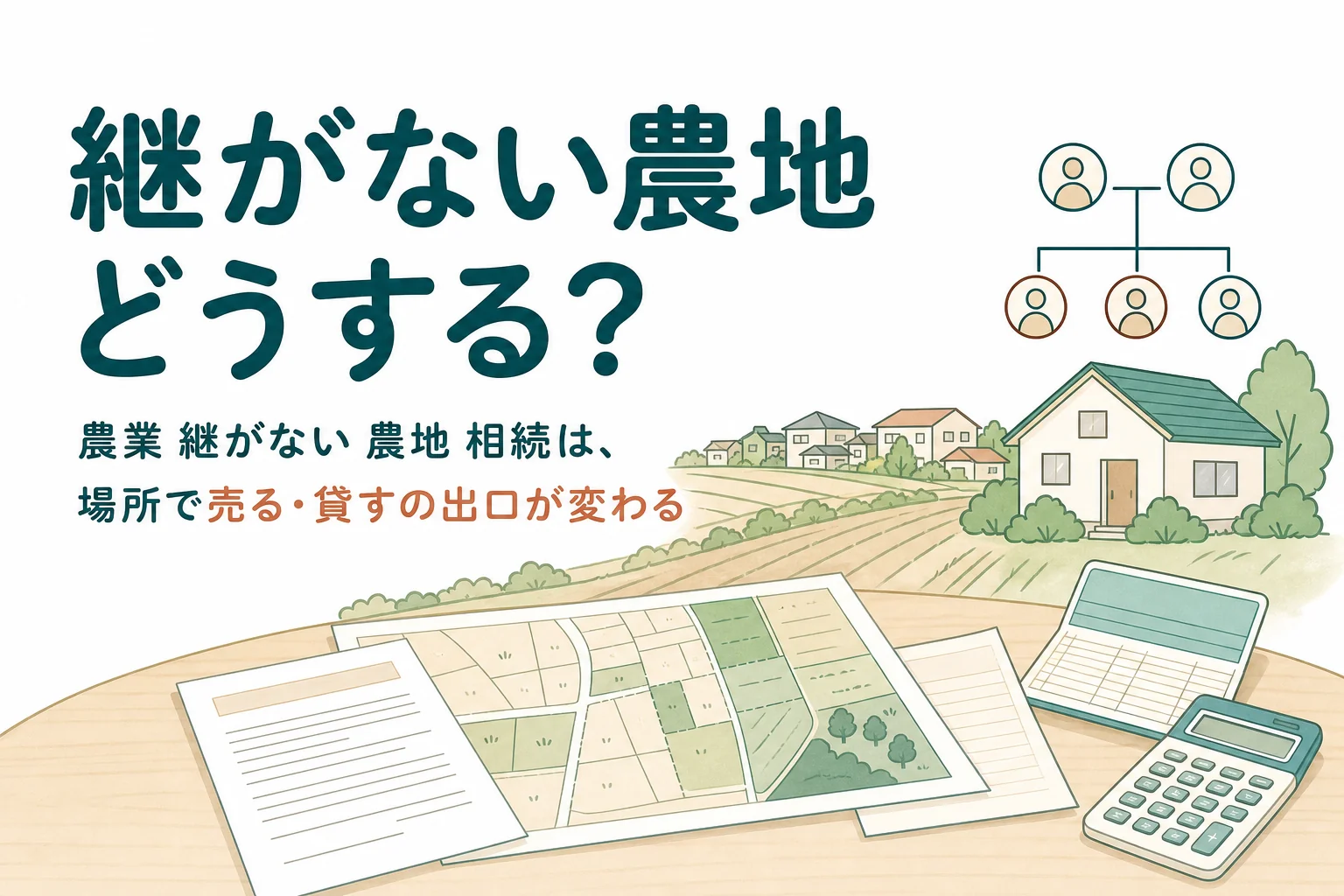農業を継がない子どもが農地を相続した時に売れるか貸せるかを解説する記事のアイキャッチ