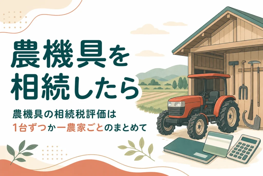 トラクターなどの農機具を相続した時の相続税評価と名義の扱いを、農業を継ぐ・やめるケース別に解説する記事のアイキャッチ