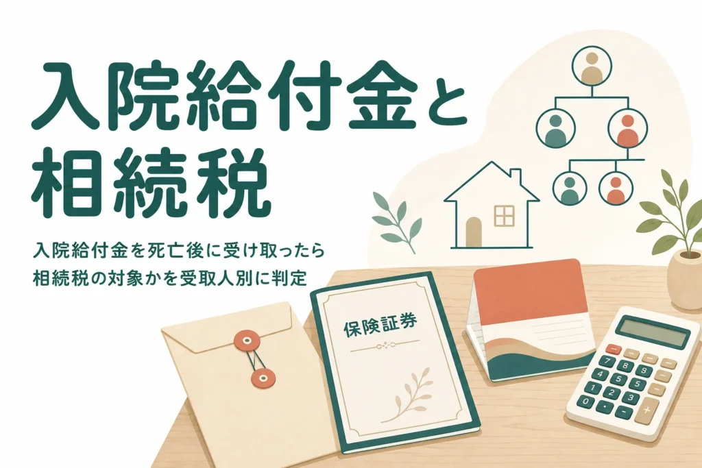 死亡後に受け取った入院給付金が相続税の対象かを受取人別に判定する記事のアイキャッチ