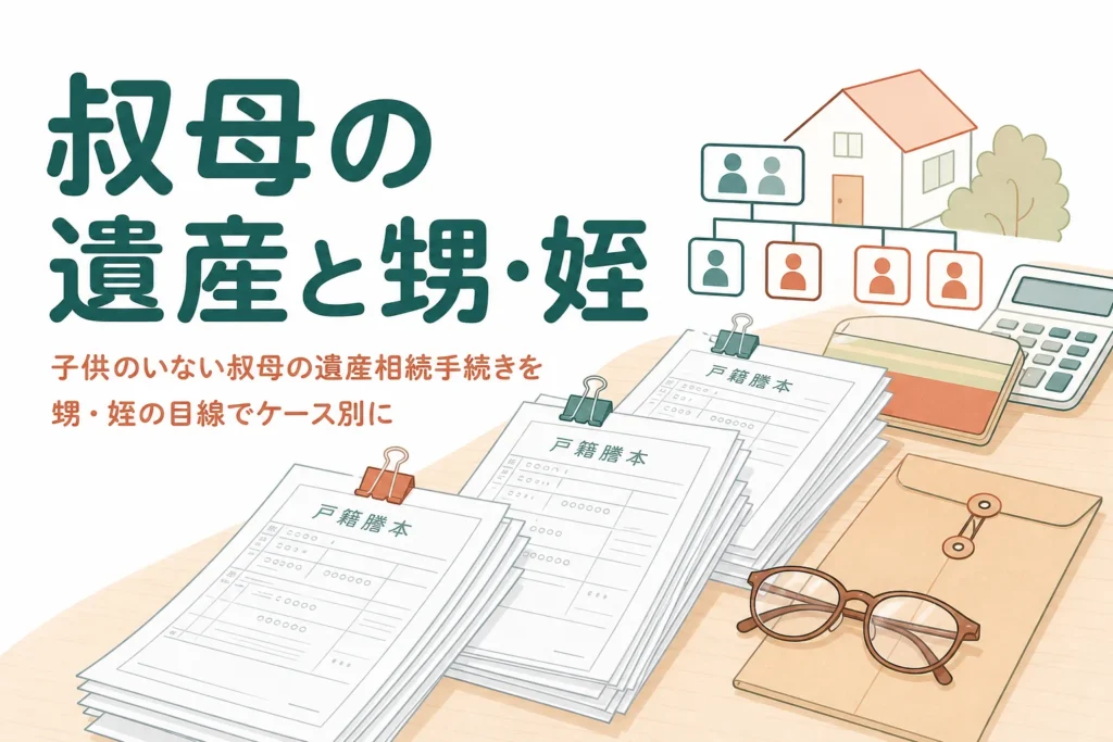子どものいない叔母の遺産相続で甥・姪が相続人になるケースと手続きを紹介する記事のアイキャッチ