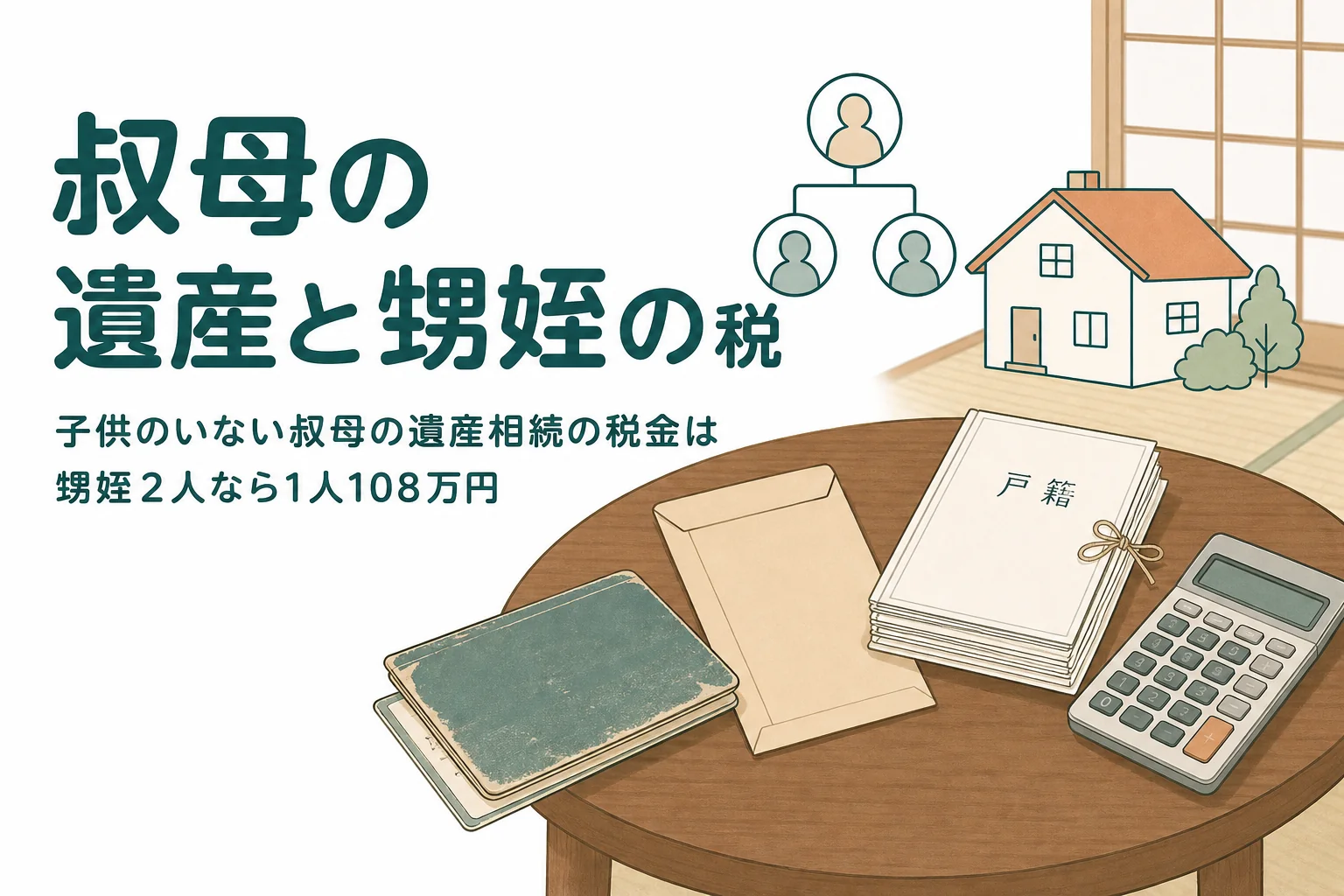 子供のいない叔母の遺産を甥姪が相続した時の税金を解説する記事のアイキャッチ