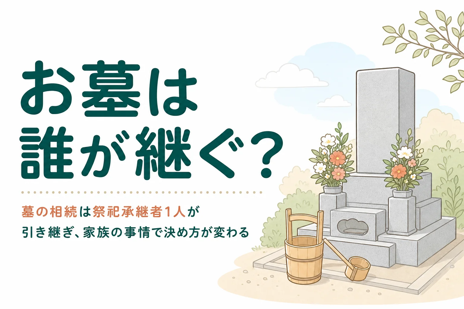 墓の相続で誰がお墓を継ぐかをケース別に解説する記事のアイキャッチ