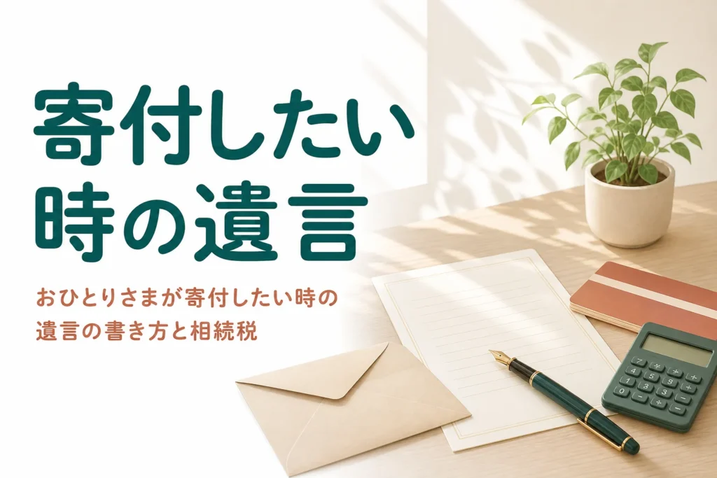 おひとりさまが遺言で寄付する時の書き方と相続税を解説する記事のアイキャッチ