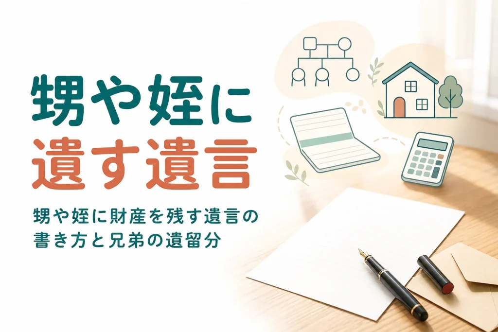 甥や姪に財産を残したい人向けに、遺言の書き方と兄弟の遺留分の関係を解説する記事のアイキャッチ