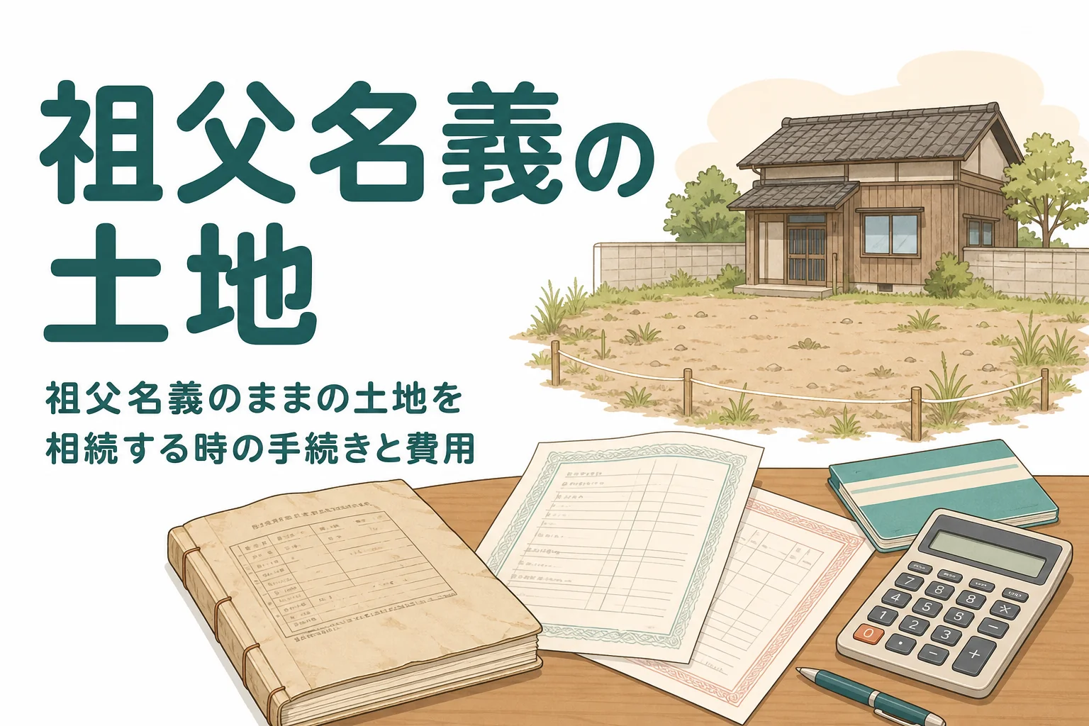 祖父名義のままになっている土地を相続する時の手続きと費用を解説する記事のアイキャッチ