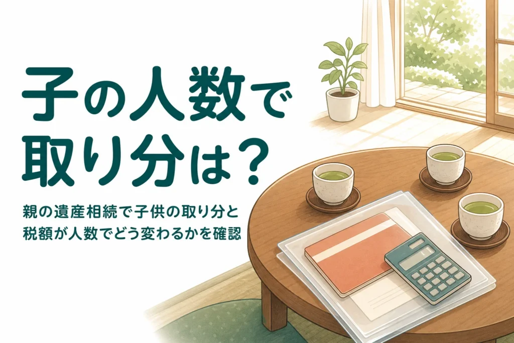 親の遺産相続で子供の取り分と相続税が人数でどう変わるかをケース別に確認する記事のアイキャッチ