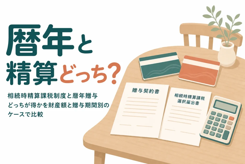 相続時精算課税制度と暦年贈与のどっちが得かを財産額と贈与期間別に比べる記事のアイキャッチ