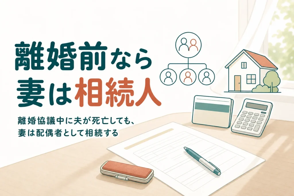離婚協議中や調停中に夫が亡くなった時の妻の相続を、離婚の段階ごとに解説する記事のアイキャッチ