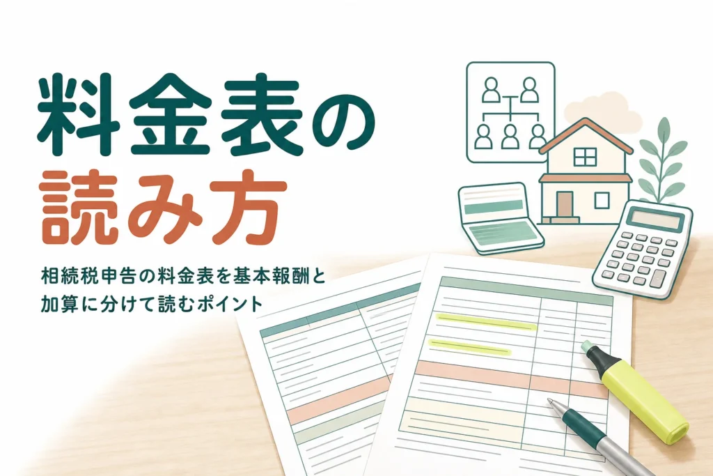 相続税申告の料金表の見方と見積もりで比べる項目を解説する記事のアイキャッチ